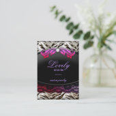 Mode-Schmuckzebra-Spitze-rosaroter Visitenkarte (Stehend Vorderseite)