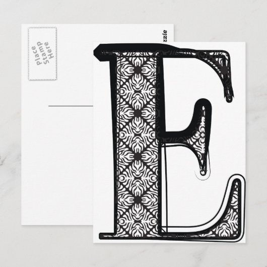 Mode-Schriftart, Buchstabe E Postkarte (Vorne/Hinten)