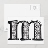 Mode-Schriftart, Buchstabe m Postkarte (Vorne/Hinten)