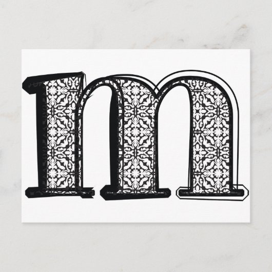 Mode-Schriftart, Buchstabe m Postkarte (Vorderseite)