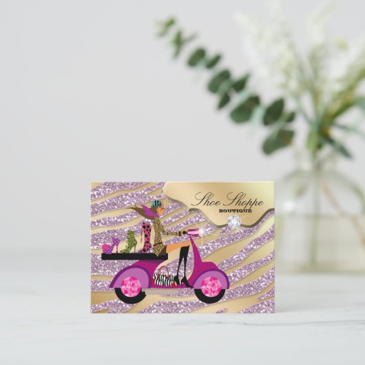 Mode Schuhe Schmuck Zebra Pink Jewel Glitzer 8 Visitenkarte (Stehend Vorderseite)