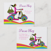 Mode schürzt Roller-Pfau-Regenbogen Visitenkarte (Vorne/Hinten)