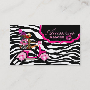 Mode schürzt Schmuck-Pink-Schwarzeszebra-Lippen Visitenkarte