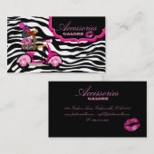 Mode schürzt Schmuck-Pink-Schwarzeszebra-Lippen Visitenkarte (Vorne/Hinten)