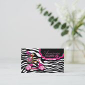 Mode schürzt Schmuck-Pink-Schwarzeszebra-Lippen Visitenkarte (Stehend Vorderseite)