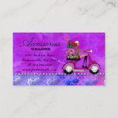 Mode schürzt Schmuck-violette Spitze-Federn Visitenkarte (Rückseite)