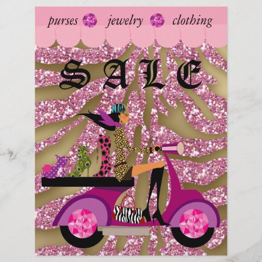 Mode Scooter Awning Frauenschuhe Zebra Glitzer Flyer (Vorne)