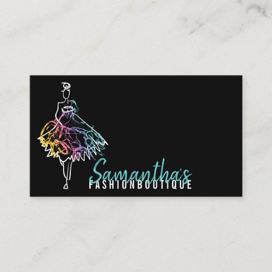 Mode Shop Kleid Sketch schwarze Boutique Visitenkarte (Vorderseite)