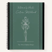 Mode-Skizzenbuch Forest Green Haute Couture Notizblock (Vorderseite)