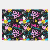 Mode Smiley-Blumen-Graffiti-Muster Geschenkpapier Set (Vorderseite 2)