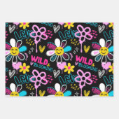 Mode Smiley-Blumen-Graffiti-Muster Geschenkpapier Set (Vorderseite)