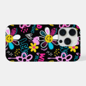 Mode Smiley-Blumen-Graffiti-Muster iPhone Hülle (Rückseite (Horizontal))
