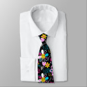 Mode Smiley-Blumen-Graffiti-Muster Krawatte (Gebunden)