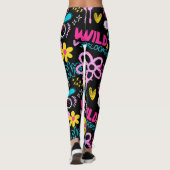 Mode Smiley-Blumen-Graffiti-Muster Leggings (Rückseite)