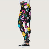 Mode Smiley-Blumen-Graffiti-Muster Leggings (Links)