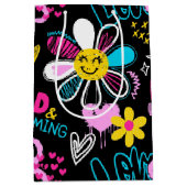 Mode Smiley-Blumen-Graffiti-Muster Mittlere Geschenktüte (Vorderseite)