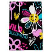 Mode Smiley-Blumen-Graffiti-Muster Mittlere Geschenktüte (Rückseite)