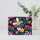 Mode Smiley-Blumen-Graffiti-Muster Postkarte (Stehend Vorderseite)