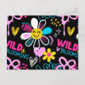 Mode Smiley-Blumen-Graffiti-Muster Postkarte (Vorderseite)