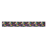 Mode Smiley-Blumen-Graffiti-Muster Satinband (Vorderseite)