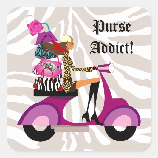 Mode Stickers Scooter Frau Purses Zebra (Vorderseite)