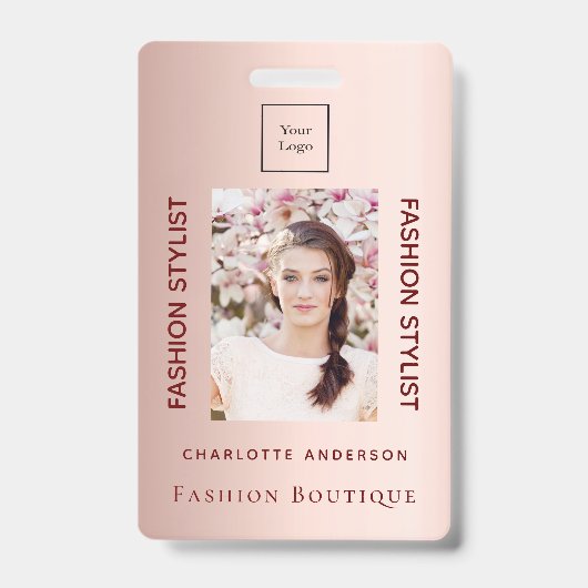 Mode Store Mitarbeiter Foto Rose Gold Luxus Ausweis (Vorderseite)