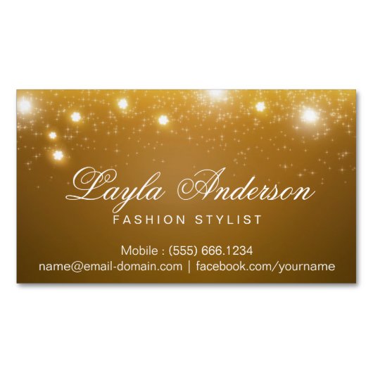 Mode-Stylist - Schimmernde Gold Glitzer Glitzern Magnetische Visitenkarte (Vorderseite)
