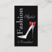 Mode-Stylist Silver Stiletto mit Red Bow Visitenkarte (Vorderseite)