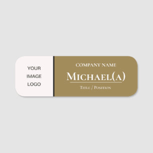 Mode-Trend Golden Brown and White: FirmenLOGO Namensschild