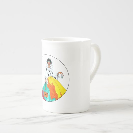 Mode u. Kaffee Porzellantasse (Vorderseite Rechts)