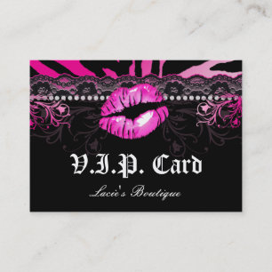 Mode VIP-Karten-Spitze-Lippenzebra-Rosa Rabattkarte