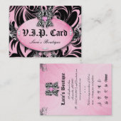 Mode VIP-Karten-Spitzezebra-Bogen-Rosa-Silber Treuekarte (Vorne/Hinten)