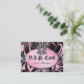Mode VIP-Karten-Spitzezebra-Bogen-Rosa-Silber Treuekarte (Stehend Vorderseite)