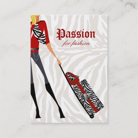 Mode-Visitenkarte-Handtaschen-KofferZebra Visitenkarte (Vorderseite)