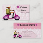 Mode-Visitenkarte-Roller-Frauen-Rosa Visitenkarte (Vorne/Hinten)