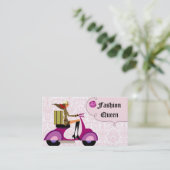Mode-Visitenkarte-Roller-Frauen-Rosa Visitenkarte (Stehend Vorderseite)