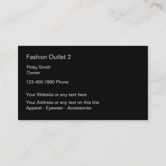 Mode-Visitenkarten Visitenkarte (Rückseite)