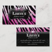 Mode Zebra Juwelier Modernes Rosa Visitenkarte (Vorne/Hinten)