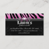 Mode Zebra Juwelier Modernes Rosa Visitenkarte (Rückseite)