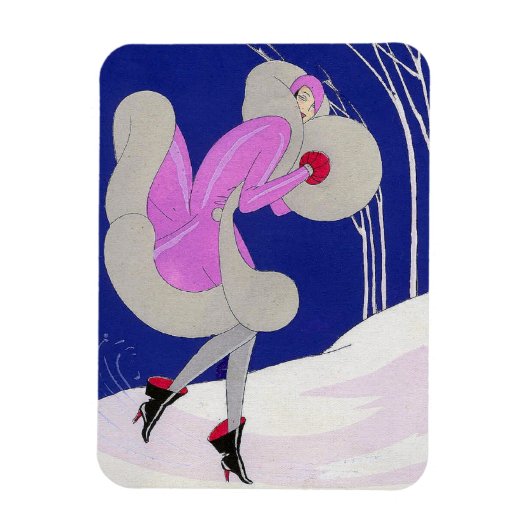 Modebewusste Dame im Winter  Magnet (Vertikal)