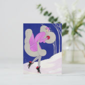 Modebewusste Dame im Winter Postkarte (Stehend Vorderseite)