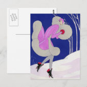 Modebewusste Dame im Winter Postkarte (Vorne/Hinten)