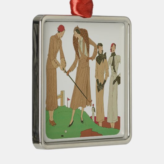 Modebewusste Damen der 20er Jahre spielen Golf Ornament Aus Metall (Rechts)