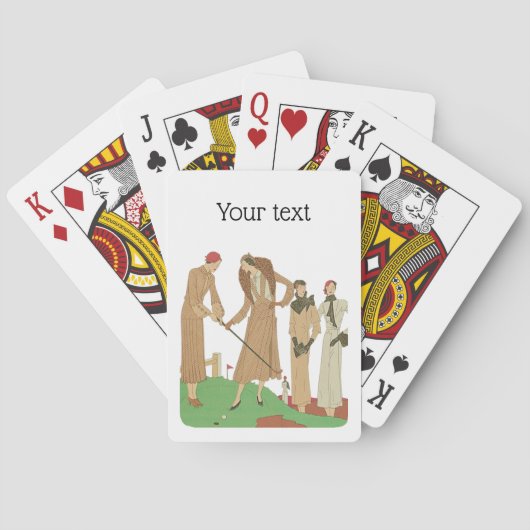 Modebewusste Damen der 20er Jahre spielen Golf Spielkarten (Rückseite)