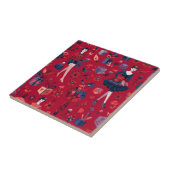 Modebewusste Festliche Frauen Rotes Blumenmuster Fliese (Seite)