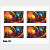 Modebewusste, leuchtend schöne Stadt farbenfrohe K Rechteckiger Aufkleber (Blatt)