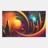 Modebewusste, leuchtend schöne Stadt farbenfrohe K Rechteckiger Aufkleber (Vorderseite)