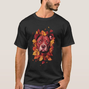 Modebewusster Pitbull Herbstblätter Fall Hund Pitb T-Shirt