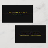 Modebewusstes Black Gold Moderne Berufliche Sleek Visitenkarte (Vorne/Hinten)