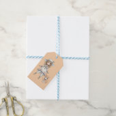 Modebewusstes Mädchen, das mit ihrer Katze spazier Geschenkanhänger (Mit Garn)